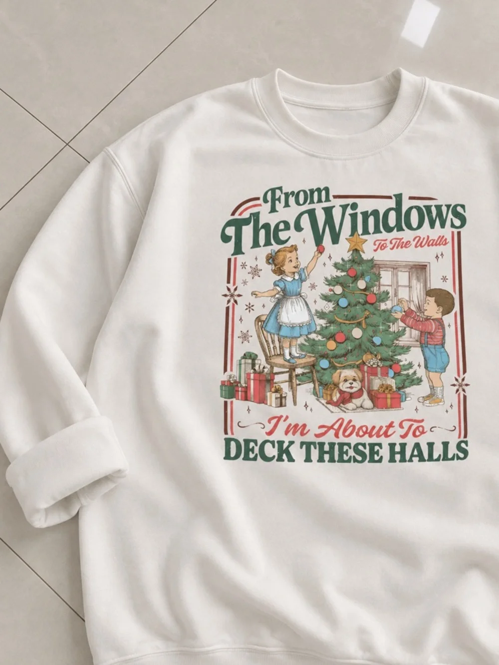 From The Window Christmas Gift Graphic White Sweater